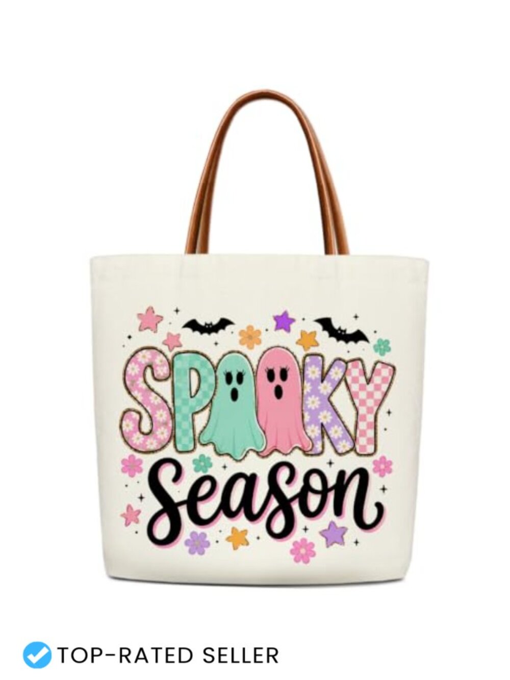 Halloween Spooky Ghost Canvas Tote Bag for Women, Shoulder Handbag